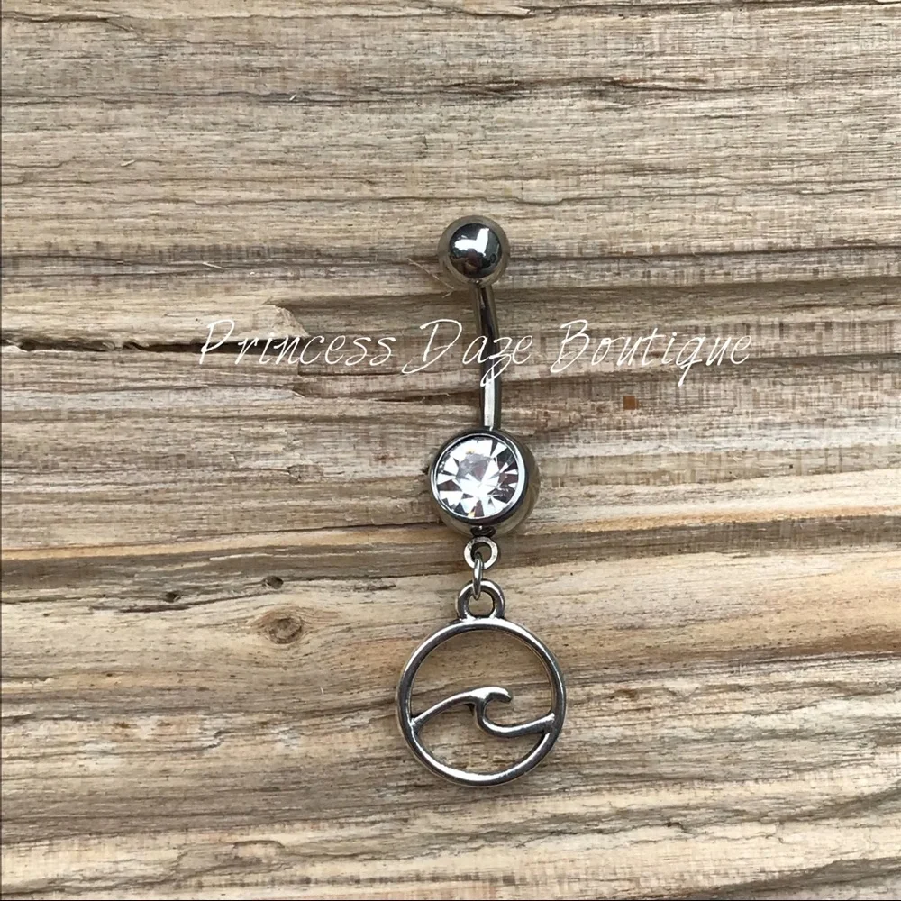 Silver Wave Belly Button Ring‎